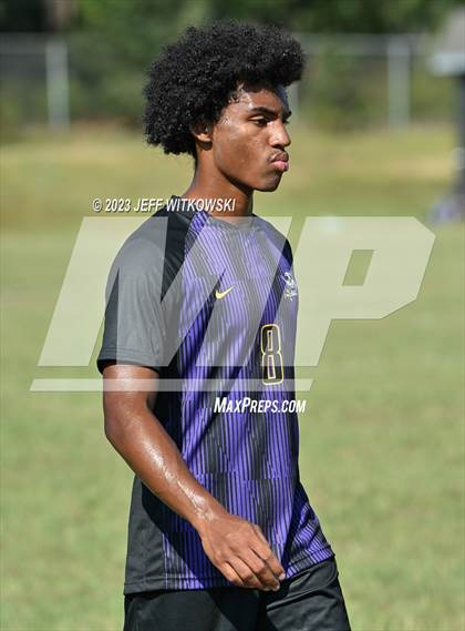 Thumbnail 2 in Terry Sanford vs. Jack Britt (3rd Annual 'B-Nice To You Heart' Boys' Soccer Jamboree) photogallery.