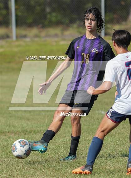 Thumbnail 2 in Terry Sanford vs. Jack Britt (3rd Annual 'B-Nice To You Heart' Boys' Soccer Jamboree) photogallery.