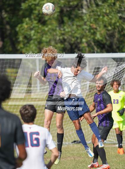 Thumbnail 2 in Terry Sanford vs. Jack Britt (3rd Annual 'B-Nice To You Heart' Boys' Soccer Jamboree) photogallery.