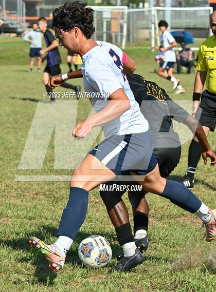 Thumbnail 2 in Terry Sanford vs. Jack Britt (3rd Annual 'B-Nice To You Heart' Boys' Soccer Jamboree) photogallery.