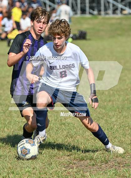 Thumbnail 2 in Terry Sanford vs. Jack Britt (3rd Annual 'B-Nice To You Heart' Boys' Soccer Jamboree) photogallery.