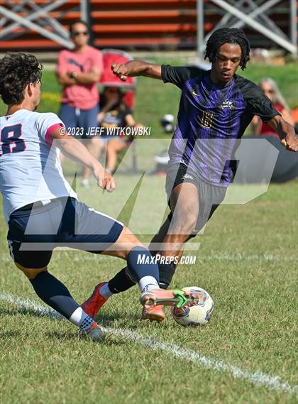 Thumbnail 3 in Terry Sanford vs. Jack Britt (3rd Annual 'B-Nice To You Heart' Boys' Soccer Jamboree) photogallery.