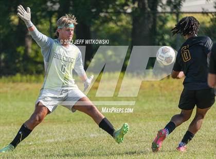 Thumbnail 3 in Terry Sanford vs. Jack Britt (3rd Annual 'B-Nice To You Heart' Boys' Soccer Jamboree) photogallery.