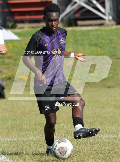 Thumbnail 3 in Terry Sanford vs. Jack Britt (3rd Annual 'B-Nice To You Heart' Boys' Soccer Jamboree) photogallery.