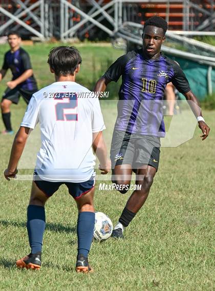 Thumbnail 3 in Terry Sanford vs. Jack Britt (3rd Annual 'B-Nice To You Heart' Boys' Soccer Jamboree) photogallery.