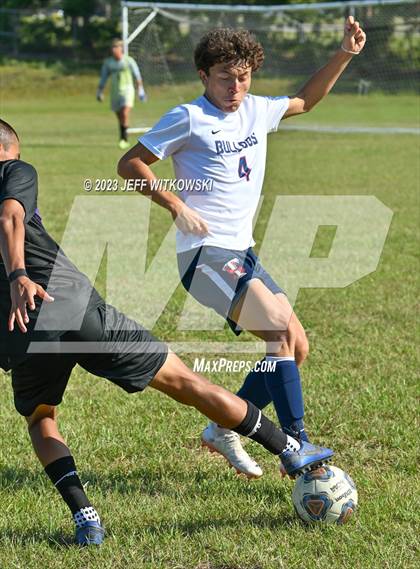 Thumbnail 1 in Terry Sanford vs. Jack Britt (3rd Annual 'B-Nice To You Heart' Boys' Soccer Jamboree) photogallery.