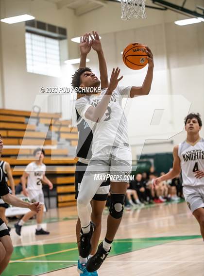 Thumbnail 3 in Victory Christian Academy vs. University City (MLK Showcase) photogallery.