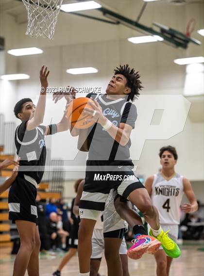 Thumbnail 1 in Victory Christian Academy vs. University City (MLK Showcase) photogallery.