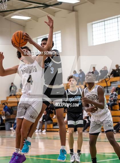 Thumbnail 1 in Victory Christian Academy vs. University City (MLK Showcase) photogallery.