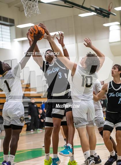 Thumbnail 3 in Victory Christian Academy vs. University City (MLK Showcase) photogallery.