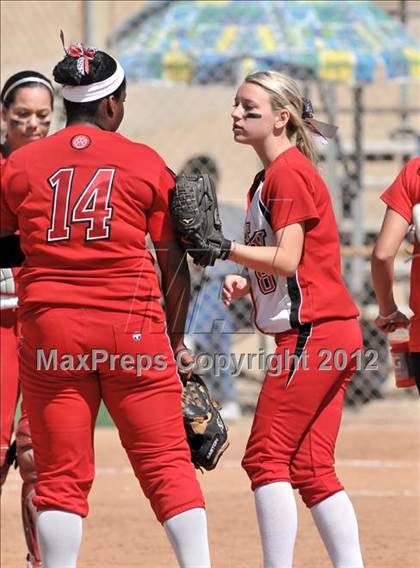 Thumbnail 3 in Redlands East Valley vs St. Lucy's (Brea Tournament) photogallery.