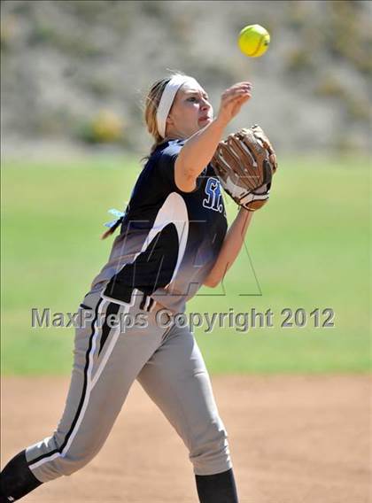 Thumbnail 3 in Redlands East Valley vs St. Lucy's (Brea Tournament) photogallery.