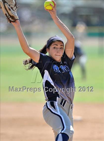 Thumbnail 1 in Redlands East Valley vs St. Lucy's (Brea Tournament) photogallery.