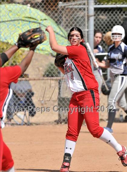 Thumbnail 2 in Redlands East Valley vs St. Lucy's (Brea Tournament) photogallery.