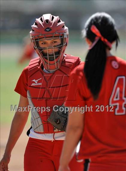 Thumbnail 1 in Redlands East Valley vs St. Lucy's (Brea Tournament) photogallery.