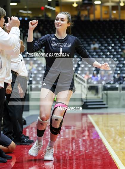 Thumbnail 2 in Crawford vs. Iola (UIL 2A Volleyball Final) photogallery.