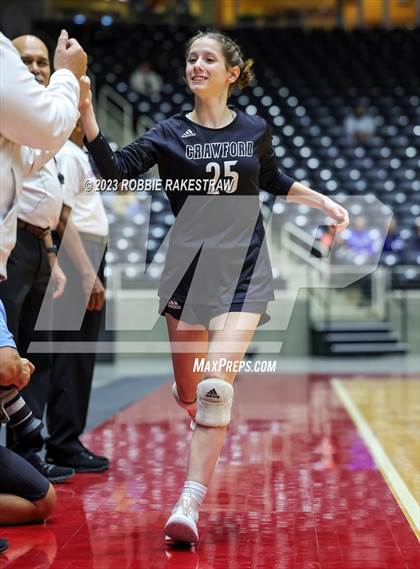 Thumbnail 1 in Crawford vs. Iola (UIL 2A Volleyball Final) photogallery.