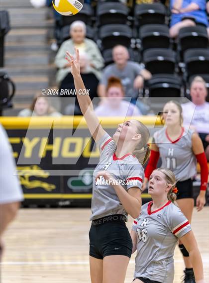 Thumbnail 1 in Highland vs Quitman (Salem Volleyball Tournament) photogallery.