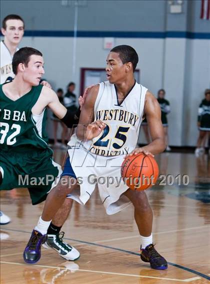 Thumbnail 2 in Fort Bend Baptist vs. Westbury Christian (TAPPS District 4-4A Basketball Tournament) photogallery.