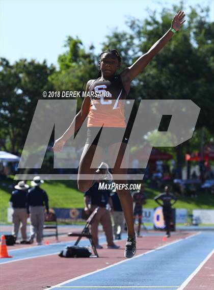 Thumbnail 2 in CIF State Track and Field Championships (Girls Long Jump Qualifying) photogallery.