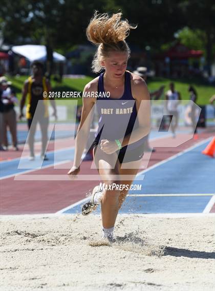 Thumbnail 1 in CIF State Track and Field Championships (Girls Long Jump Qualifying) photogallery.
