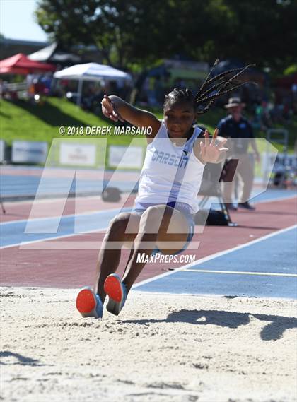 Thumbnail 2 in CIF State Track and Field Championships (Girls Long Jump Qualifying) photogallery.