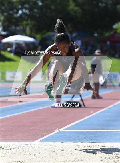 Thumbnail 3 in CIF State Track and Field Championships (Girls Long Jump Qualifying) photogallery.