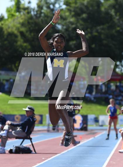 Thumbnail 3 in CIF State Track and Field Championships (Girls Long Jump Qualifying) photogallery.