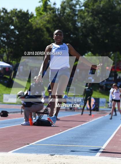 Thumbnail 1 in CIF State Track and Field Championships (Girls Long Jump Qualifying) photogallery.