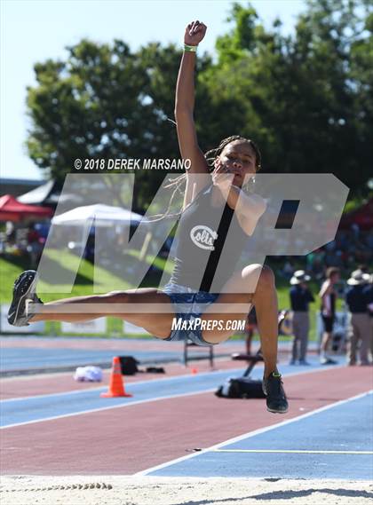 Thumbnail 3 in CIF State Track and Field Championships (Girls Long Jump Qualifying) photogallery.