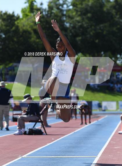 Thumbnail 1 in CIF State Track and Field Championships (Girls Long Jump Qualifying) photogallery.