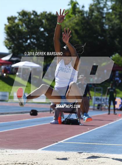 Thumbnail 1 in CIF State Track and Field Championships (Girls Long Jump Qualifying) photogallery.