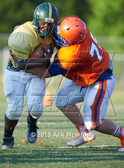 Thumbnail 3 in Louisburg vs. Ravenscroft Scrimmage (Tar River Rumble) photogallery.