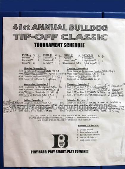 Thumbnail 1 in Notre Dame vs. Burbank (Burbank Tip-Off Classic) photogallery.