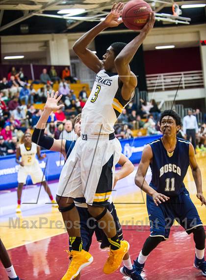 Thumbnail 1 in St. John Bosco vs. St. Frances Academy (Spalding Hoophall Classic) photogallery.