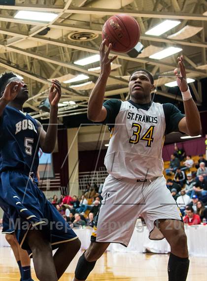 Thumbnail 1 in St. John Bosco vs. St. Frances Academy (Spalding Hoophall Classic) photogallery.