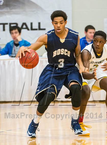 Thumbnail 1 in St. John Bosco vs. St. Frances Academy (Spalding Hoophall Classic) photogallery.