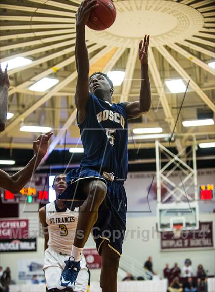 Thumbnail 1 in St. John Bosco vs. St. Frances Academy (Spalding Hoophall Classic) photogallery.