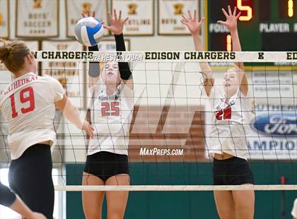 Thumbnail 3 in Cathedral Catholic vs. Murrieta Valley (Dave Mohs Tournament) photogallery.