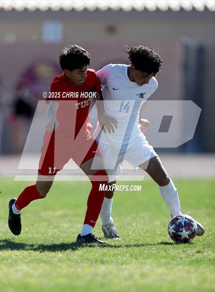 Thumbnail 2 in Mica Mountain vs Tucson High Magnet School (Brandon Bean Soccer Tournament) photogallery.