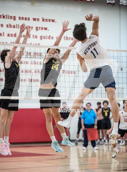Thumbnail 1 in Newport Harbor @ Torrey Pines ()2025 CIF State Boys Volleyball Championships) photogallery.