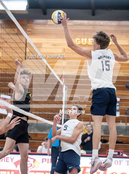 Thumbnail 2 in Newport Harbor @ Torrey Pines ()2025 CIF State Boys Volleyball Championships) photogallery.