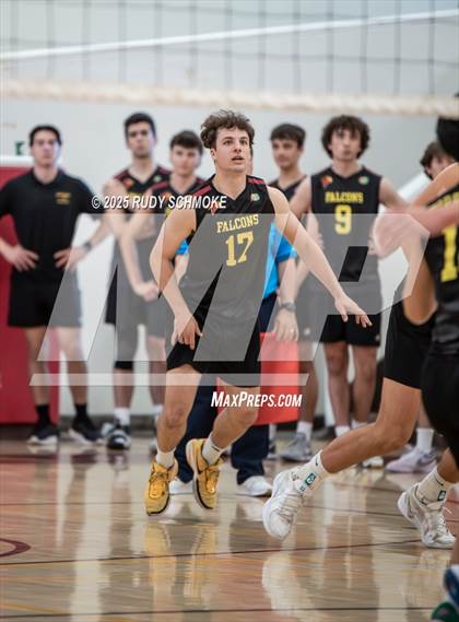 Thumbnail 1 in Newport Harbor @ Torrey Pines ()2025 CIF State Boys Volleyball Championships) photogallery.