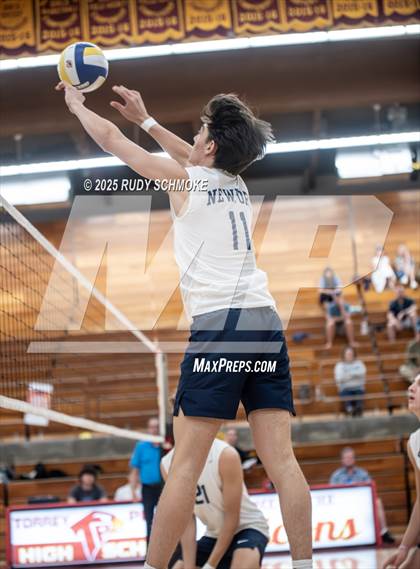 Thumbnail 1 in Newport Harbor @ Torrey Pines ()2025 CIF State Boys Volleyball Championships) photogallery.