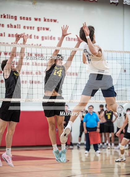 Thumbnail 1 in Newport Harbor @ Torrey Pines ()2025 CIF State Boys Volleyball Championships) photogallery.