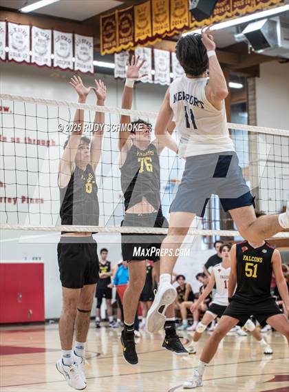 Thumbnail 3 in Newport Harbor @ Torrey Pines ()2025 CIF State Boys Volleyball Championships) photogallery.