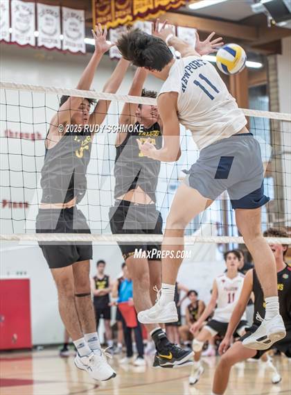 Thumbnail 1 in Newport Harbor @ Torrey Pines ()2025 CIF State Boys Volleyball Championships) photogallery.