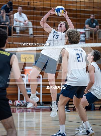 Thumbnail 1 in Newport Harbor @ Torrey Pines ()2025 CIF State Boys Volleyball Championships) photogallery.