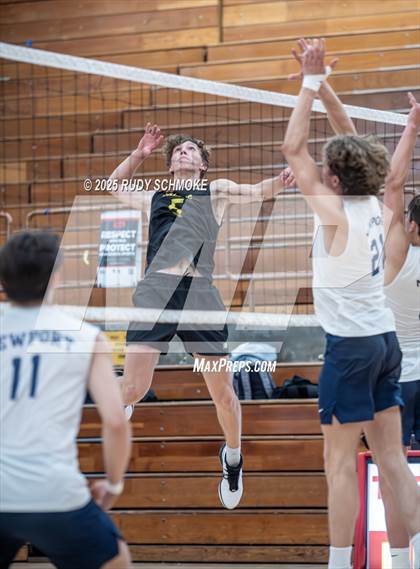 Thumbnail 2 in Newport Harbor @ Torrey Pines ()2025 CIF State Boys Volleyball Championships) photogallery.