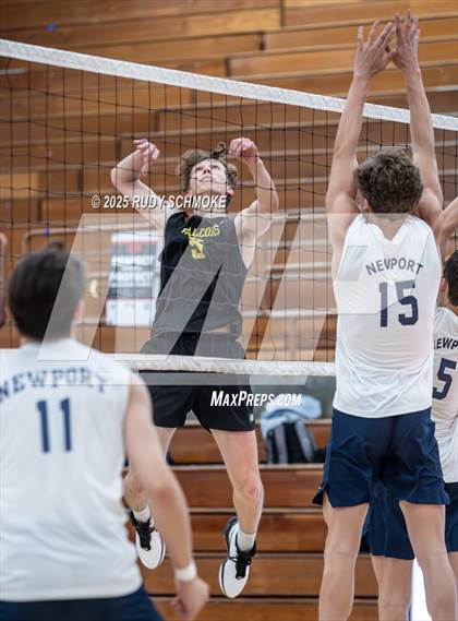 Thumbnail 1 in Newport Harbor @ Torrey Pines ()2025 CIF State Boys Volleyball Championships) photogallery.